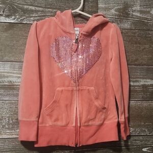 Circo Pink Zip Up Hoodie with sequin heart size xs